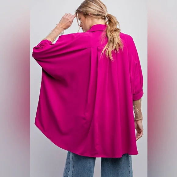 Easel - PLUS Pink Button Down Blouse - New with tags! - Picture 2 of 2